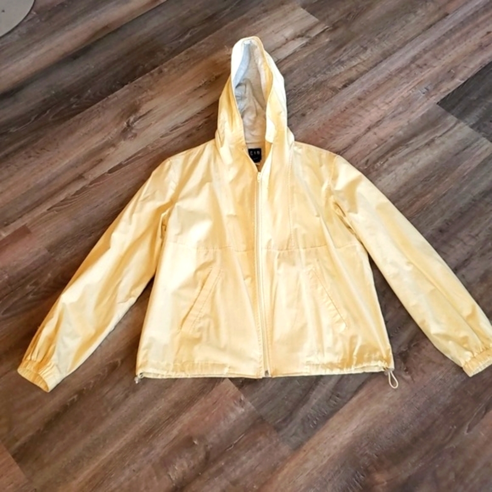 Gap Jacket Womens Hooded Lightweight Pale Yellow Vintage